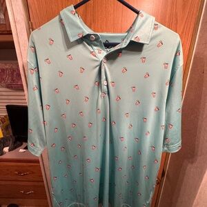 Deolax Men's Light Blue Golf Polo Shirt with Pattern - XL